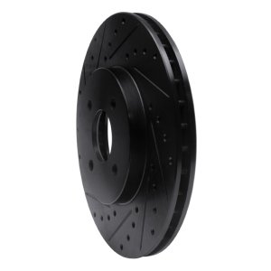 Ford Focus Brake Rotor (1) - Front Left - R1 Concepts - Drilled & Slotted - Black - `02-`04